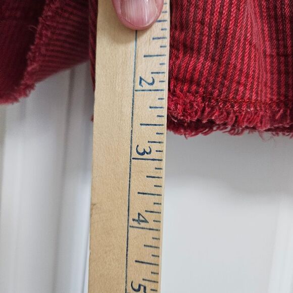 AG Adriano Goldschmied The Daisy Denim Shorts Women's 32 Red Stripe Frayed Hem - Picture 9 of 11